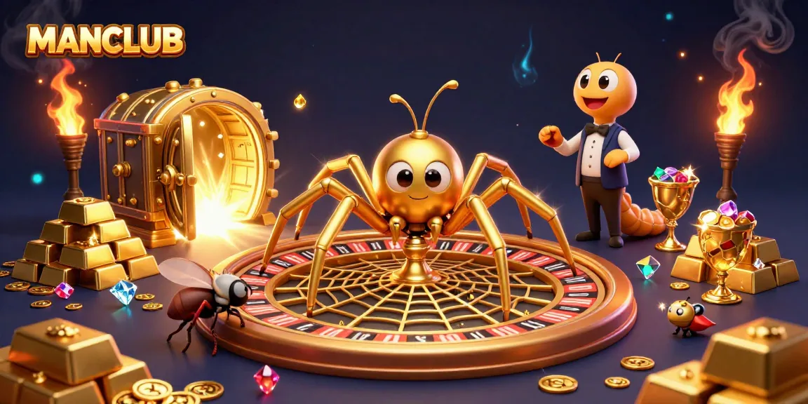 Engage with MANCLUB's vibrant gambling world through a spectacular 3D roulette game illustration.