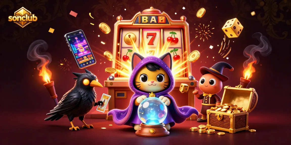 Experience the thrill of gaming with sonclub's vibrant slot machine and mystical characters.