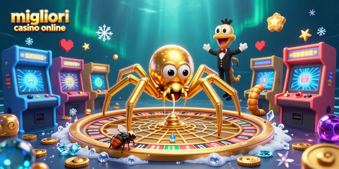 Migliori casinò online con spider dorata nel web della roulette e croupier millepiedi.