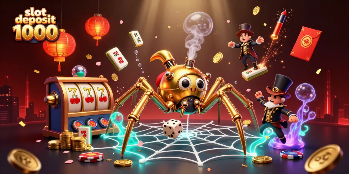 Experience thrilling gameplay with slot deposit 1000 through vibrant casino elements in a dynamic, rich illustration.