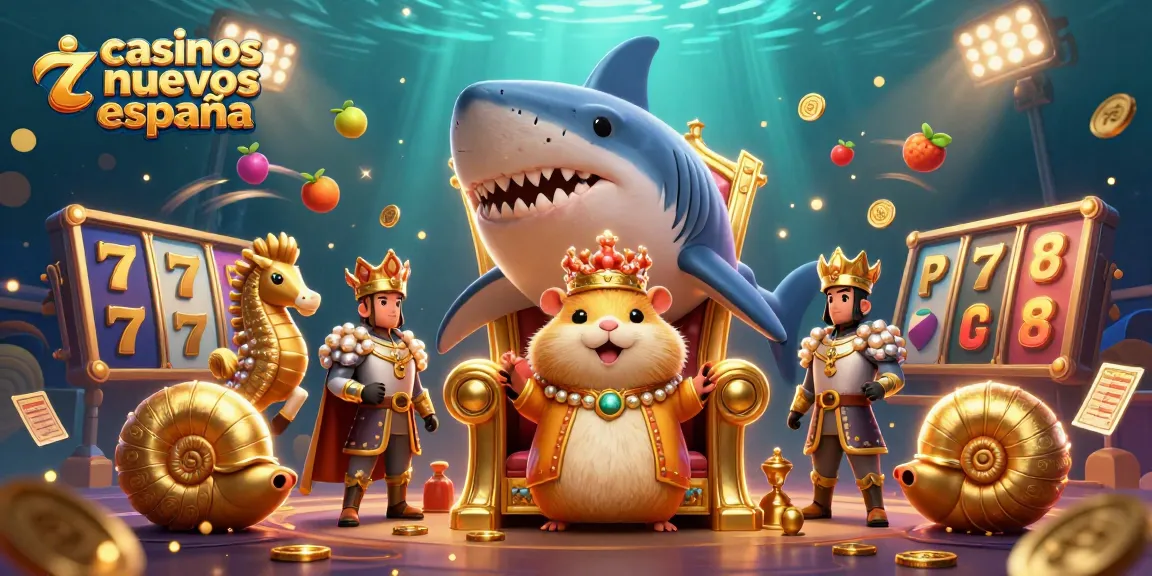 Disfruta jugando en los casinos nuevos en España, con un rey hámster y guardias de caballitos de mar rodeados de acción de tragamonedas.