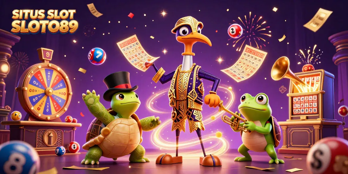 Engage with the exciting world of SITUS SLOT SLOTO89 featuring vibrant slot game elements and characters.