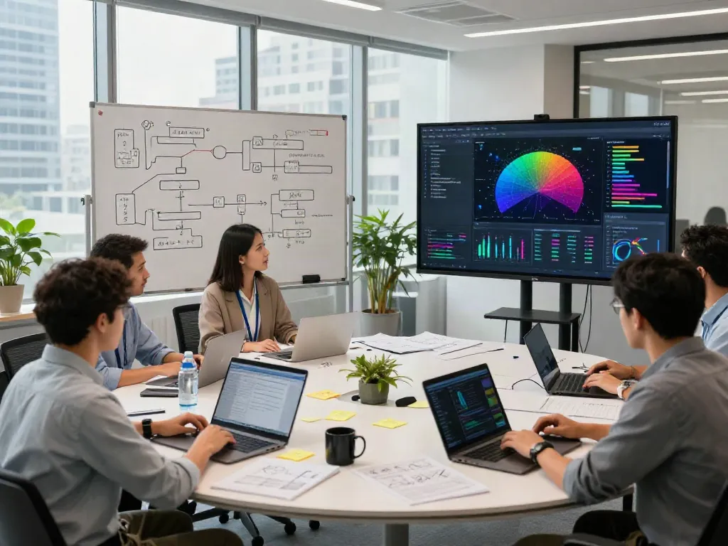 Data scientists utilizing the dataset finder in a collaborative workspace.