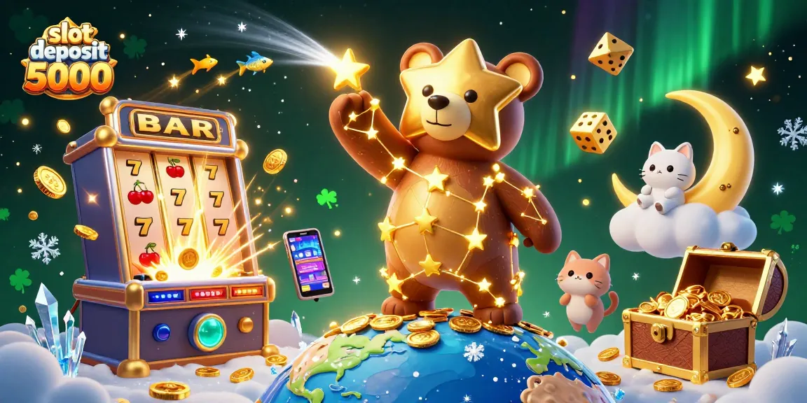 Experience winning moments at slot deposit 5000 with vibrant 3D casino imagery bursting with excitement.