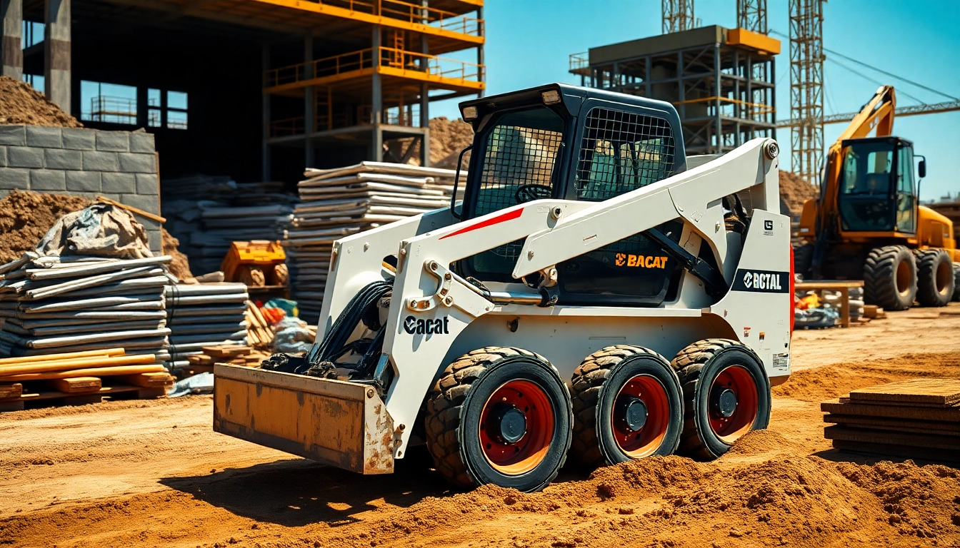 Bobcat operating on a construction site, demonstrating precision and power in action.