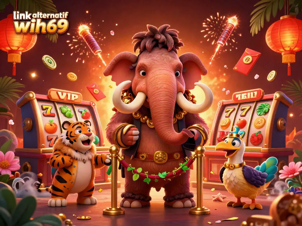 Permintaan bermain slot di link alternatif wih69 dengan suasana festival kasino.