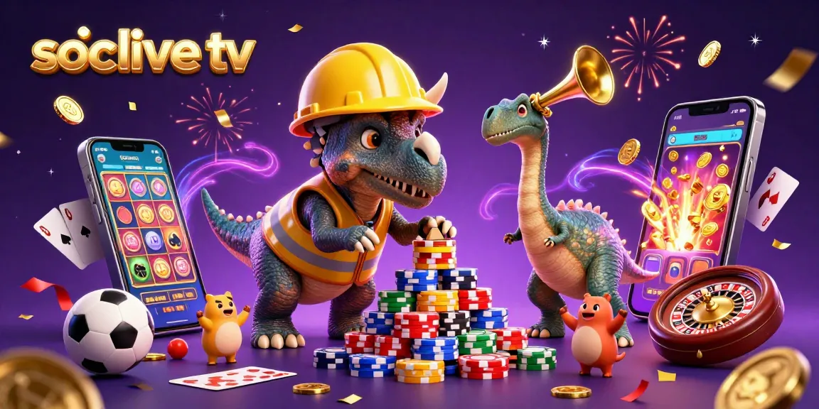 Socolive TV displays thrilling sports betting excitement with lively cartoon characters celebrating a win.