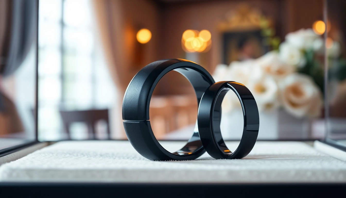 Showcasing stunning Black Wedding Rings for Men in a luxurious display highlighting their unique designs.