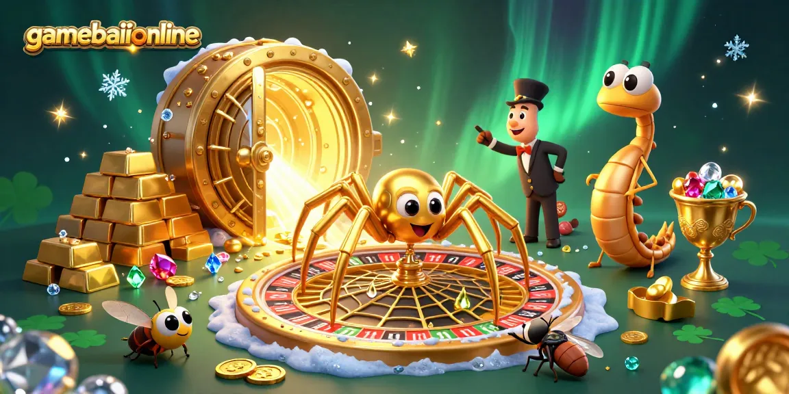 Engage in the thrilling gamebaiionline experience with a golden roulette wheel, bets, and treasure.