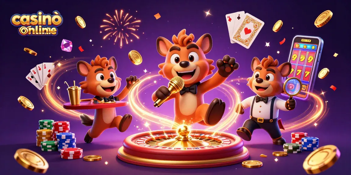 Divertiti nei casinò online non AAMS con un'illustrazione di un vivace club comico.