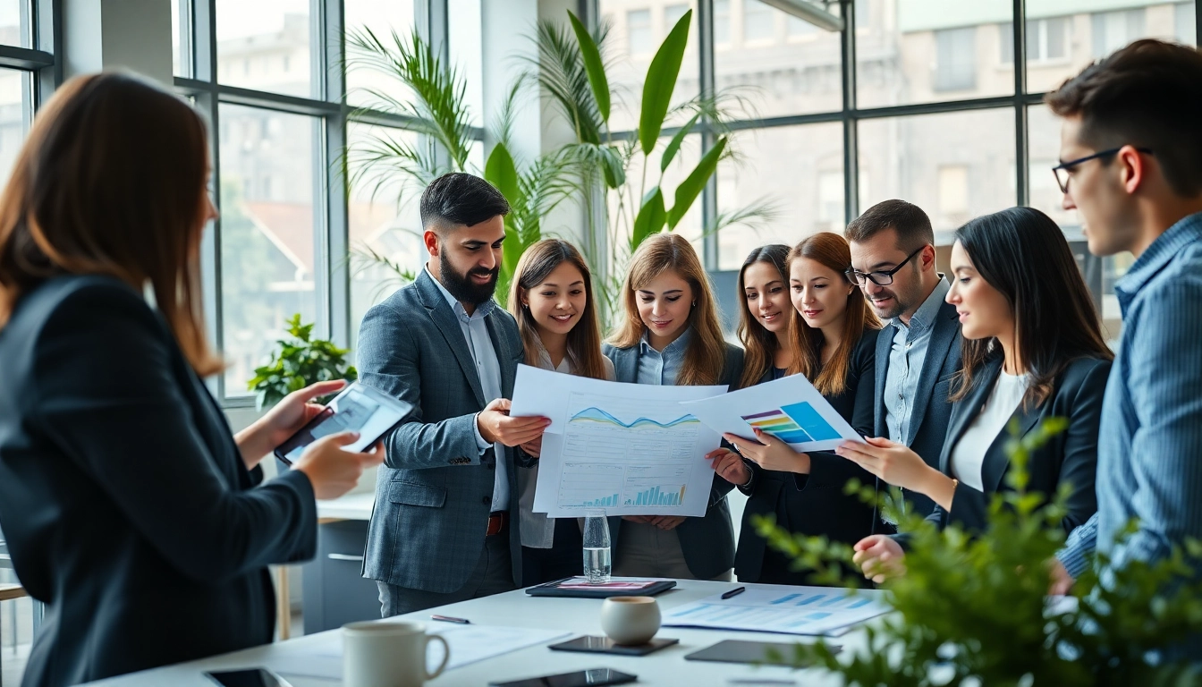 Explore corporate mobile plans UK with a diverse team in an engaging office setting.