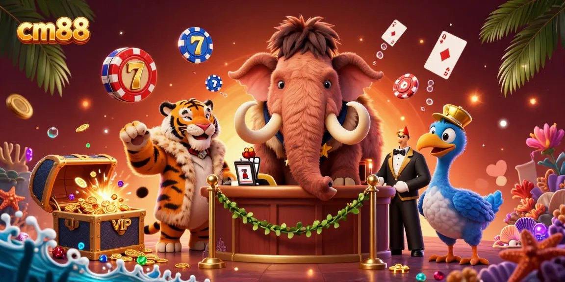 Experience the thrills of cm88 with a vibrant casino scene where characters bring luck to your gaming.