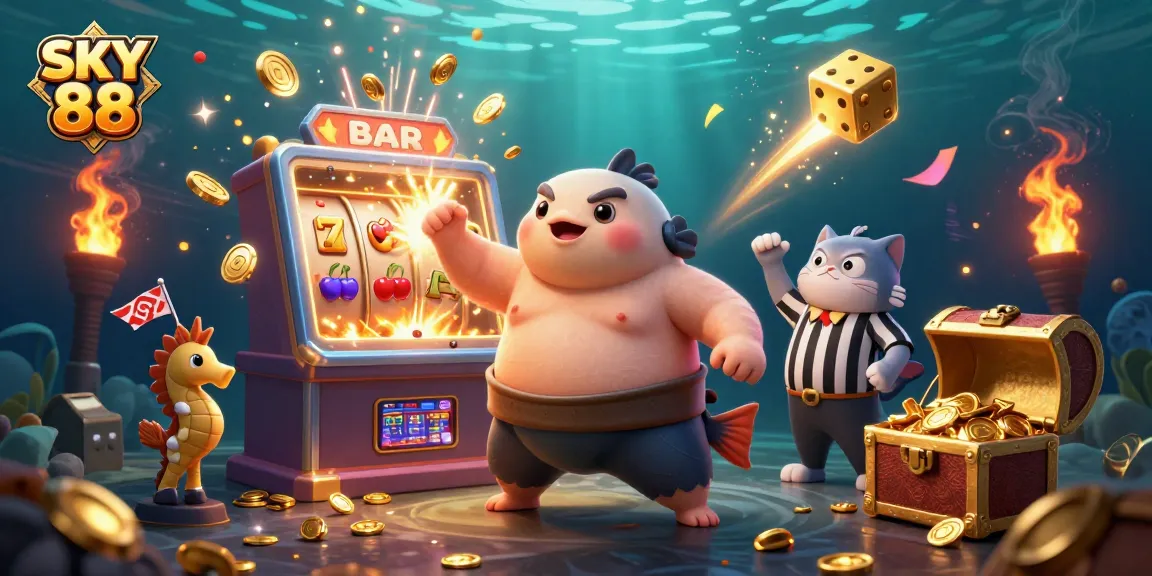Engage with thrilling slot jackpots at SKY 88 featuring bright games and festive underwater action.