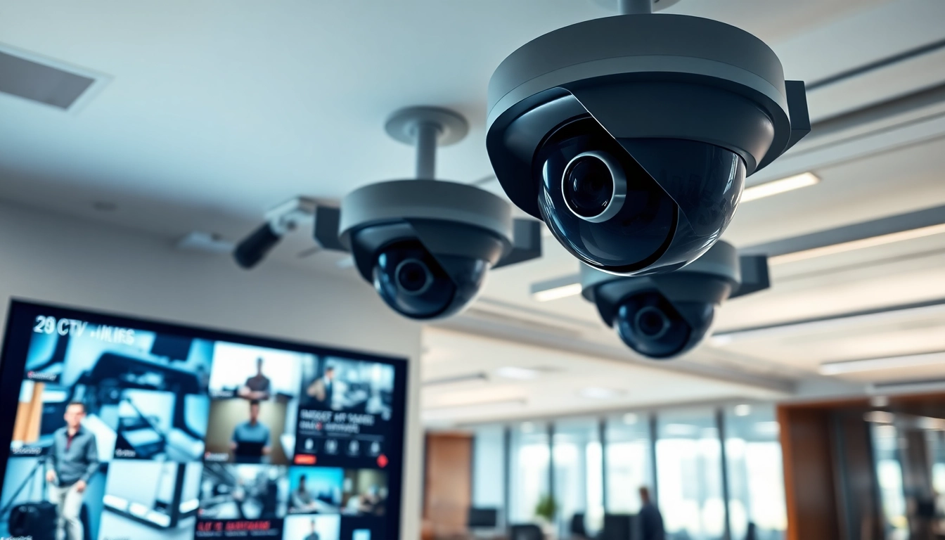 Enhanced AI CCTV monitoring in a modern office with advanced surveillance technology.