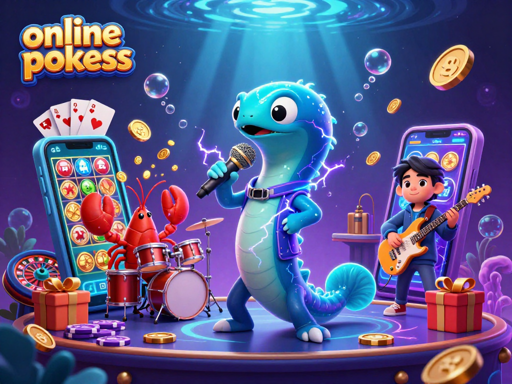 Experience online pokies with a vibrant underwater casino featuring an electric eel DJ.