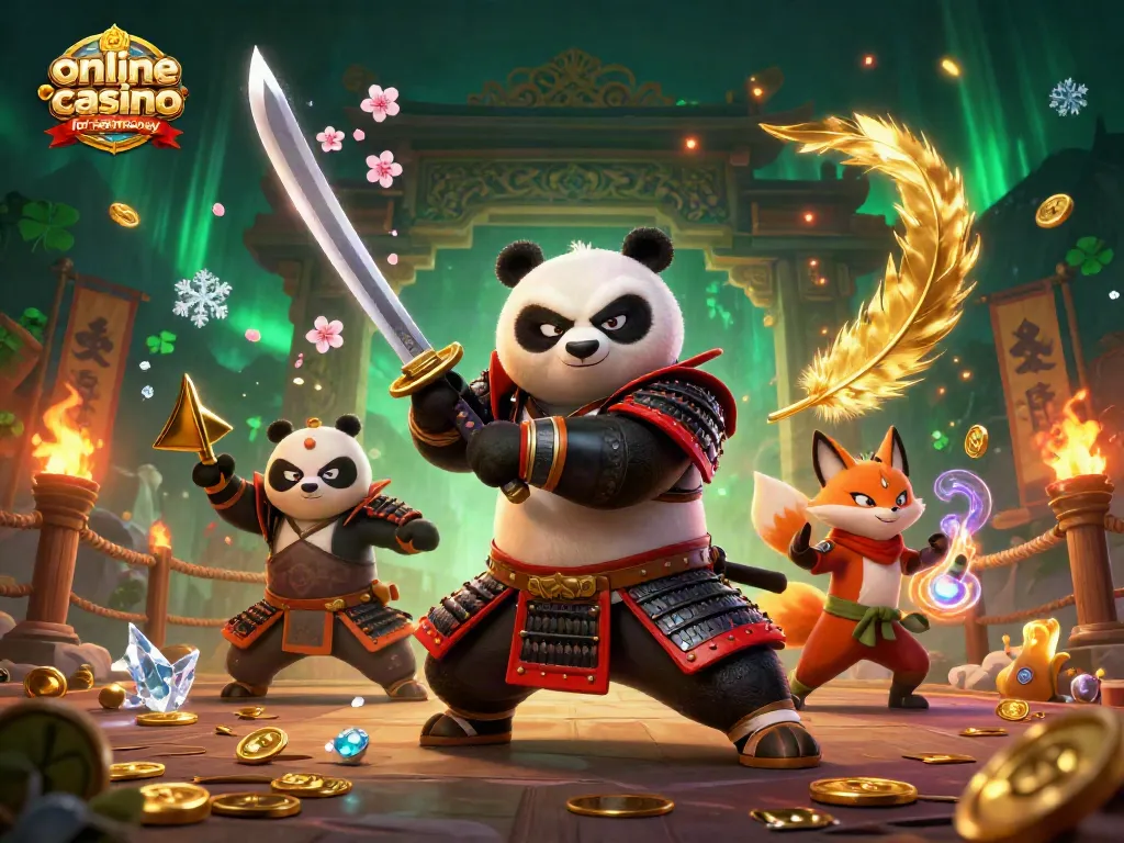 Experience thrilling action at an online casino for real money with vibrant characters and dazzling casino elements.