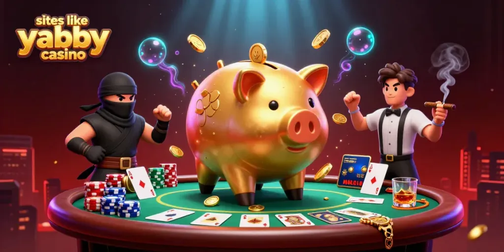 Experience the excitement of gambling at sites like Yabby Casino with unique characters and vibrant casino elements.