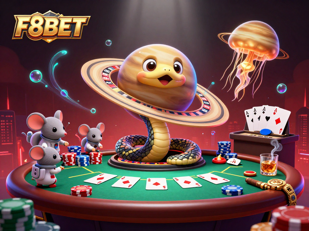 Experience thrilling gameplay at F8BET with astronauts betting in a cosmic casino scene.