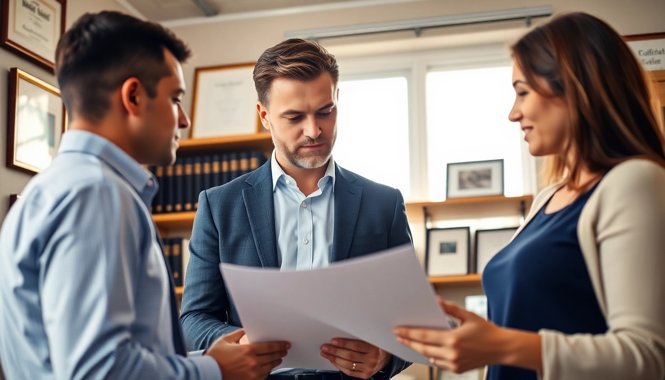 Engaging title insurance services consultation between an agent and clients.