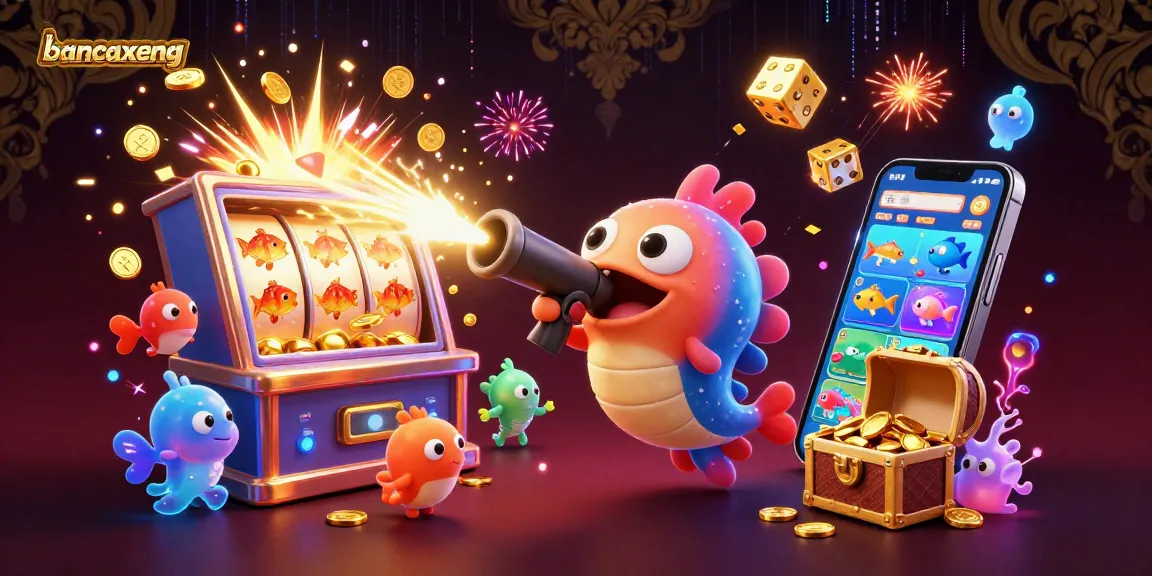 Bancaxeng players shoot underwater to catch colorful fish in a vibrant 3D casino scene.