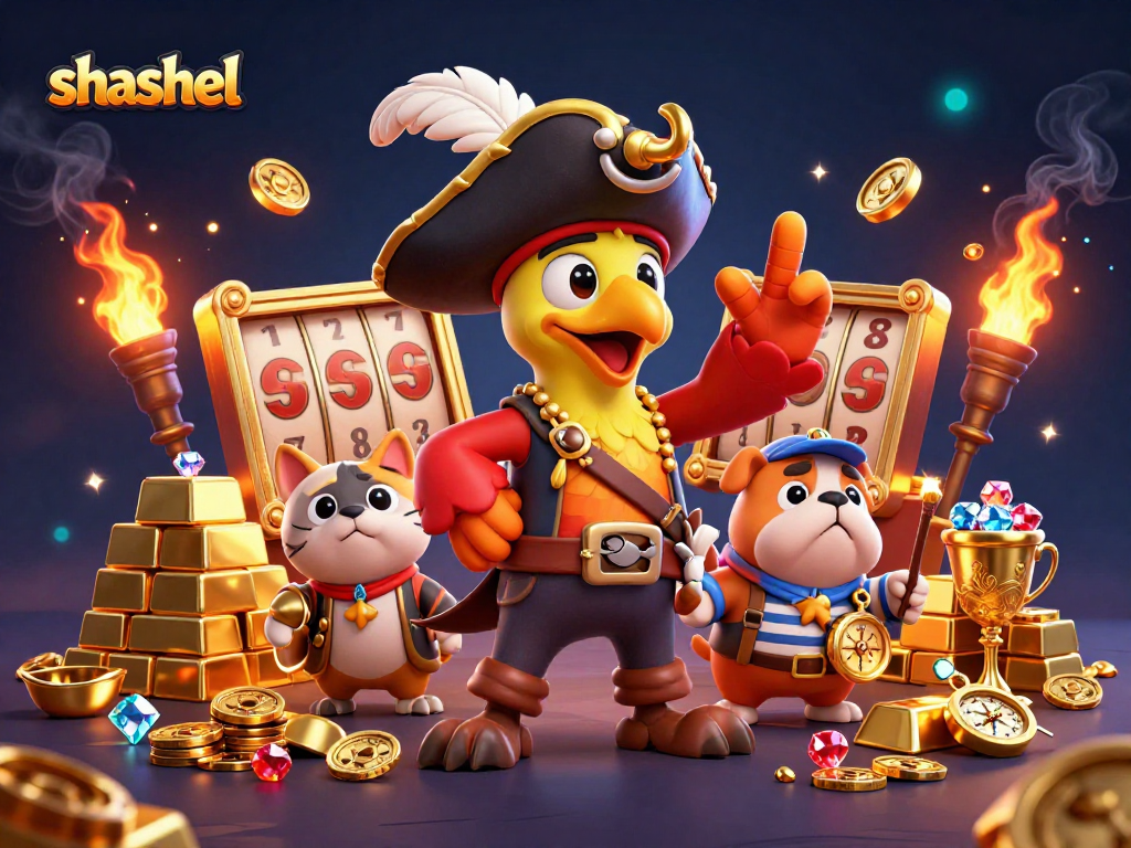 Engage with shashel's dynamic casino adventure featuring jackpot slot reels and lively pirate characters.