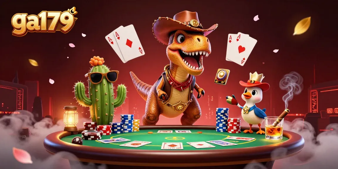 Join ga179 in a 3D casino adventure with unique characters and vibrant poker elements.