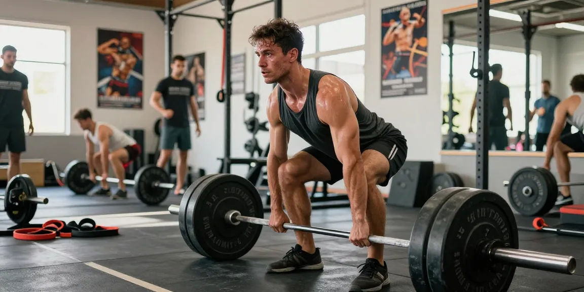 Muscular man lifting weights in a gym, showcasing Unique Pharma Steroids benefits for fitness growth.