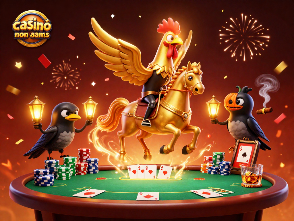 Gioca nei casinò online non AAMS con un'atmosfera vivace e giochi coinvolgenti, immersi in un casinò notturno.