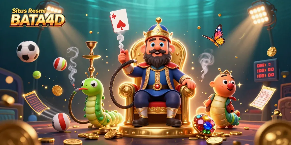 Situs Resmi BATA4D showcases an engaging 3D illustration capturing the essence of modern online gambling with vibrant casino elements.