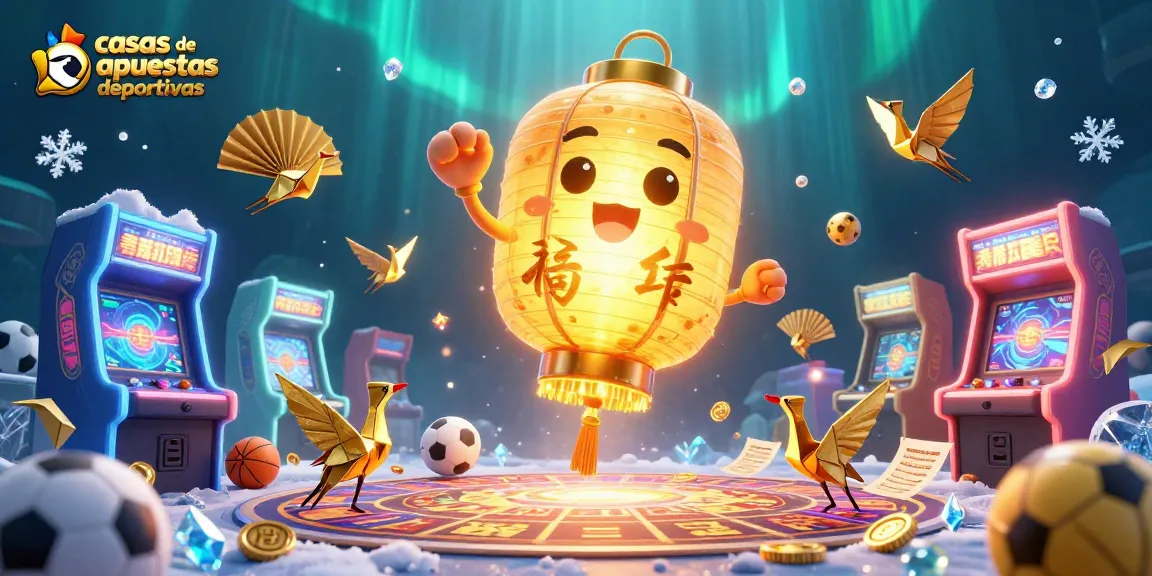 Apuesta en casas de apuestas deportivas, mostrando un casino dinámico con personajes de la suerte y elementos de juego.