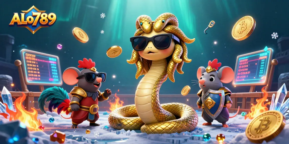 Experience thrilling cockfighting action at ALo789 with Medusa and warrior mouse amidst vibrant betting elements.