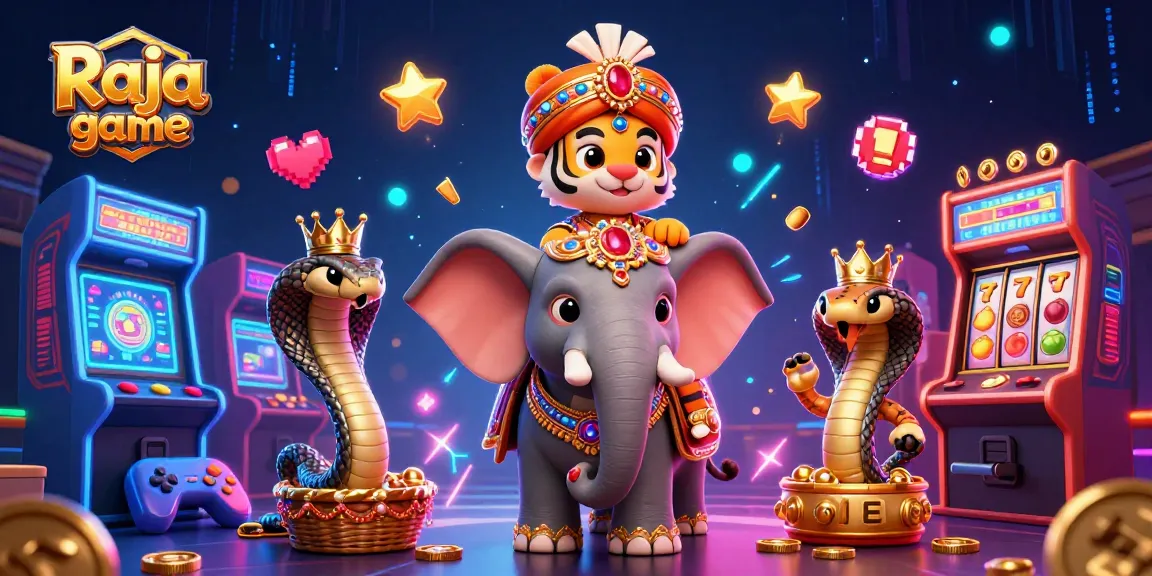 Experience thrilling gameplay in Raja game with colorful arcade machines and a majestic maharaja tiger.