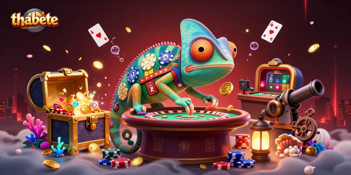Experience thrilling gaming at thabete with a vibrant illustration of the casino owner capturing golden coins.