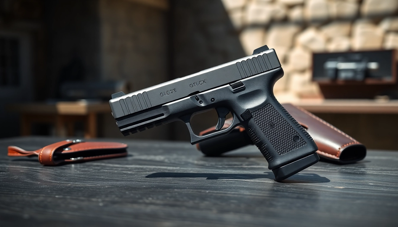 Showcasing the Glock 43X MOS with detailed optics-ready features and a sleek design.