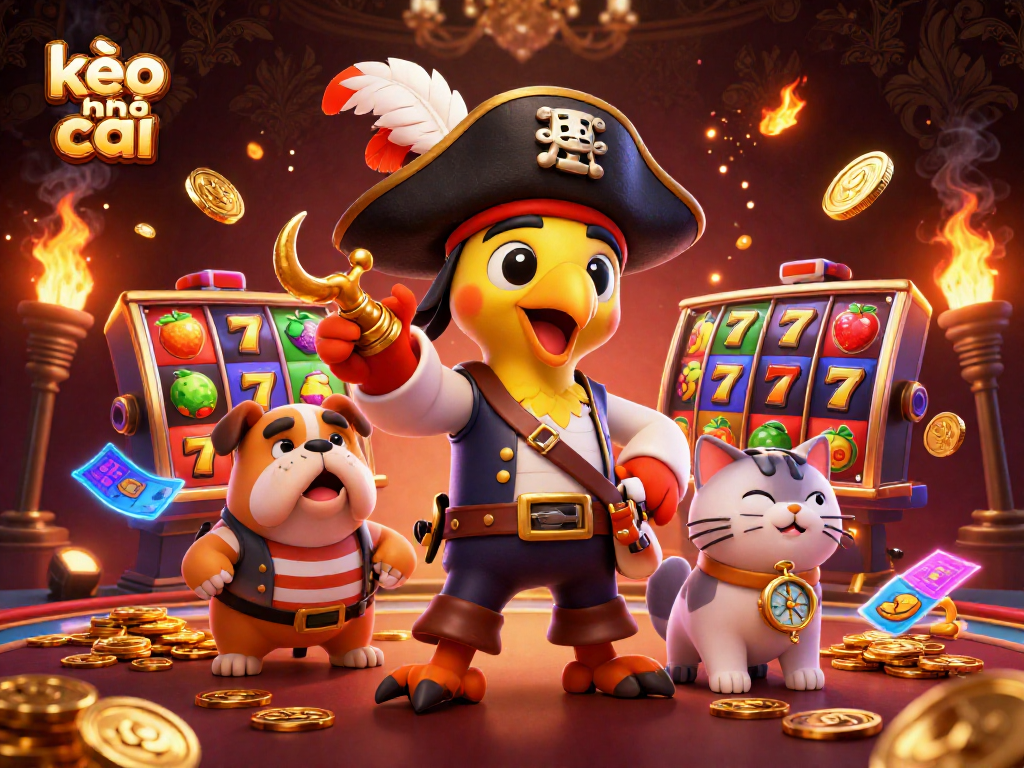 Experience thrilling kèo nhà cái action with vibrant 3D illustrated characters and exciting casino elements.